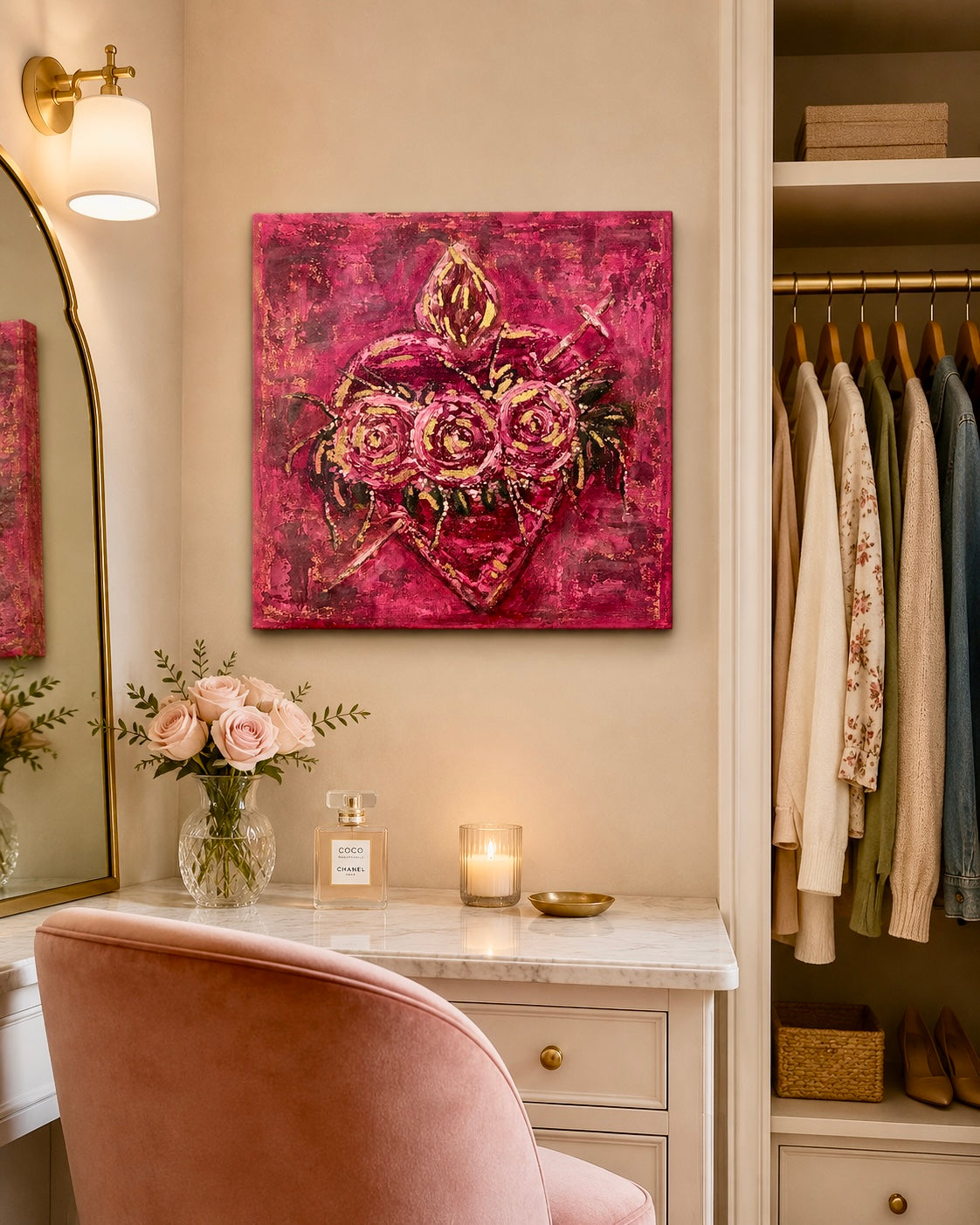 Immaculate Heart of Mary Original Art - "Where Virtue Blooms"