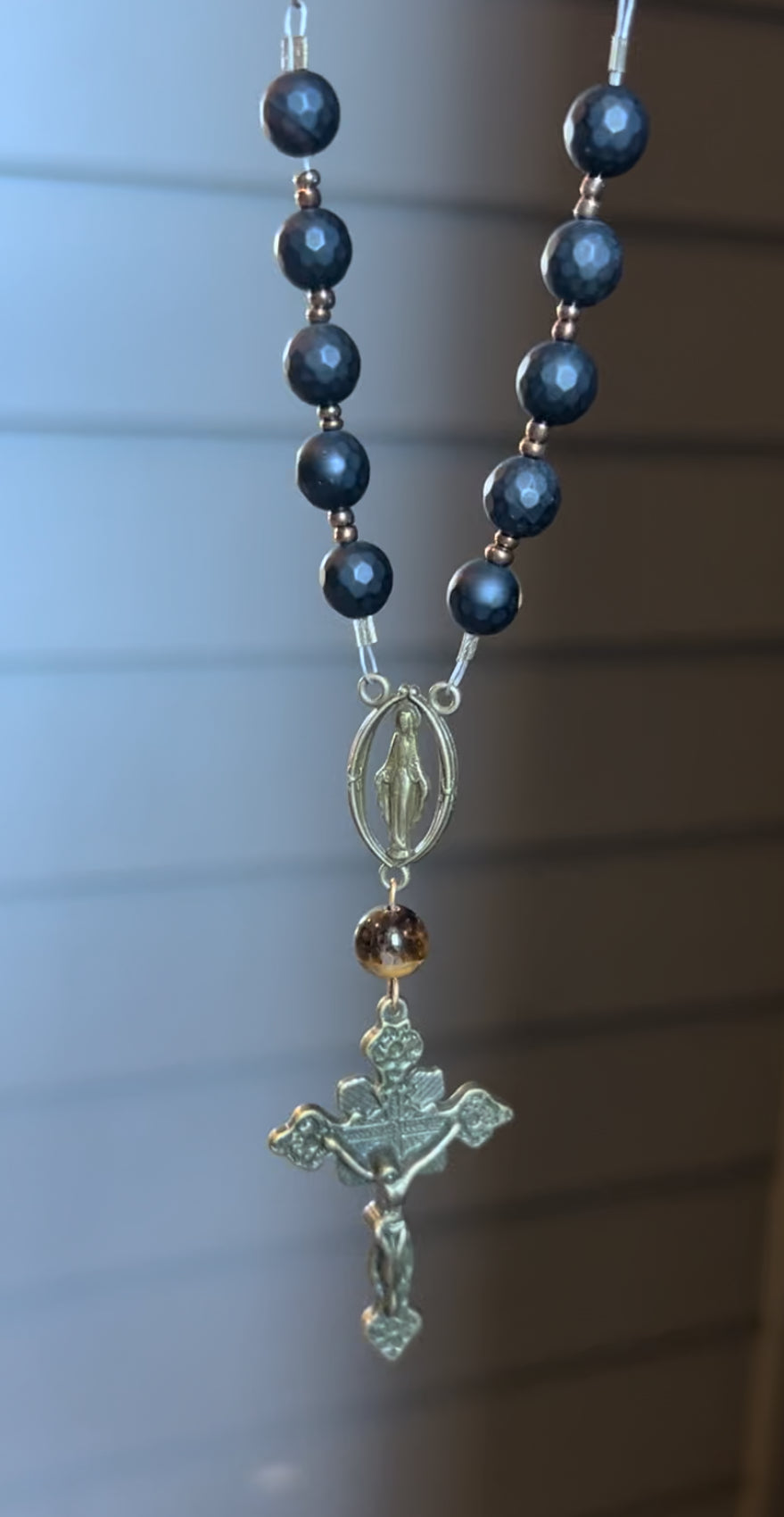 Black Onyx and Tigers Eye Vehicle Rosary