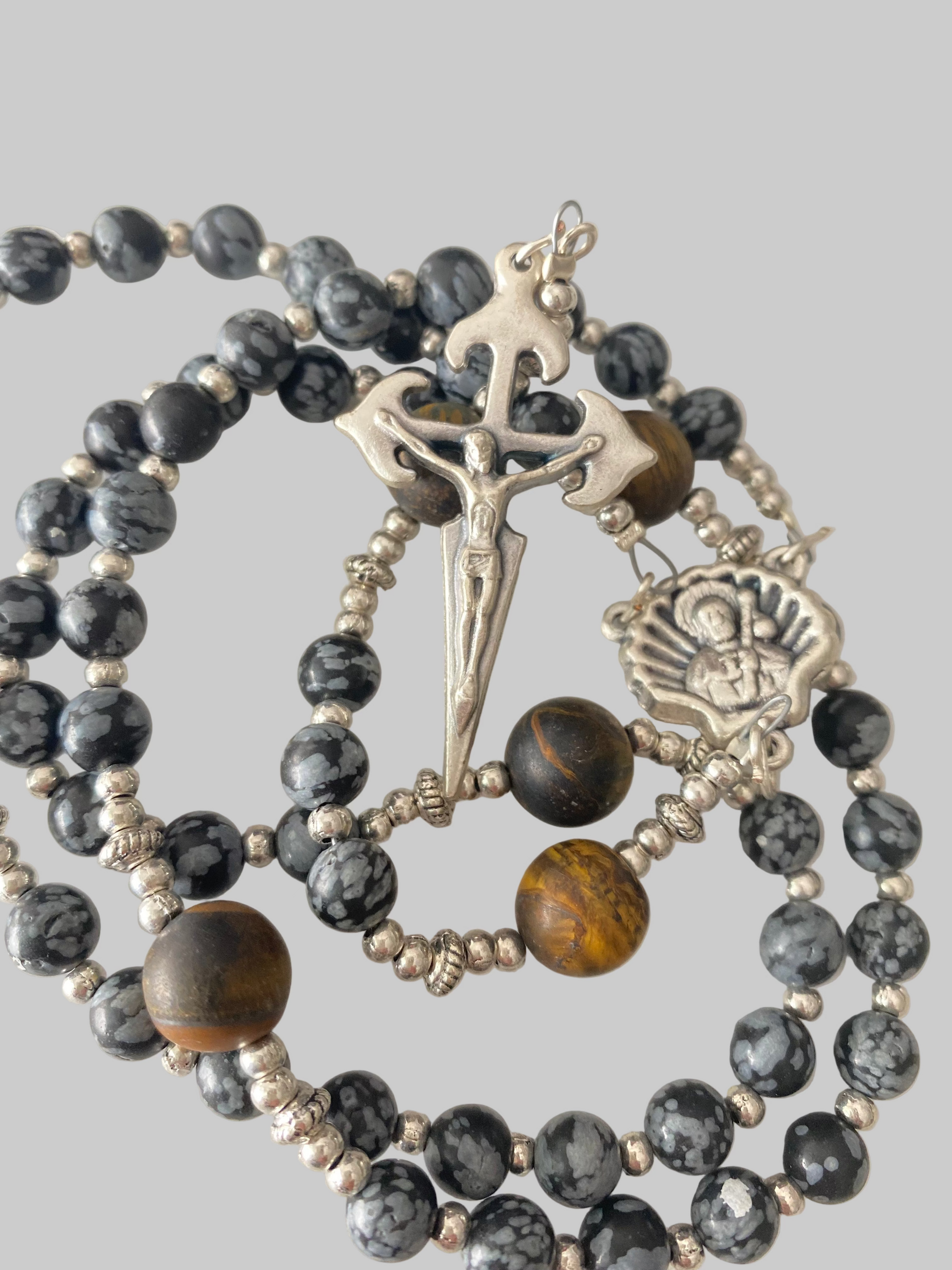 St. James Snowflake Jasper and Tigers Eye Rosary