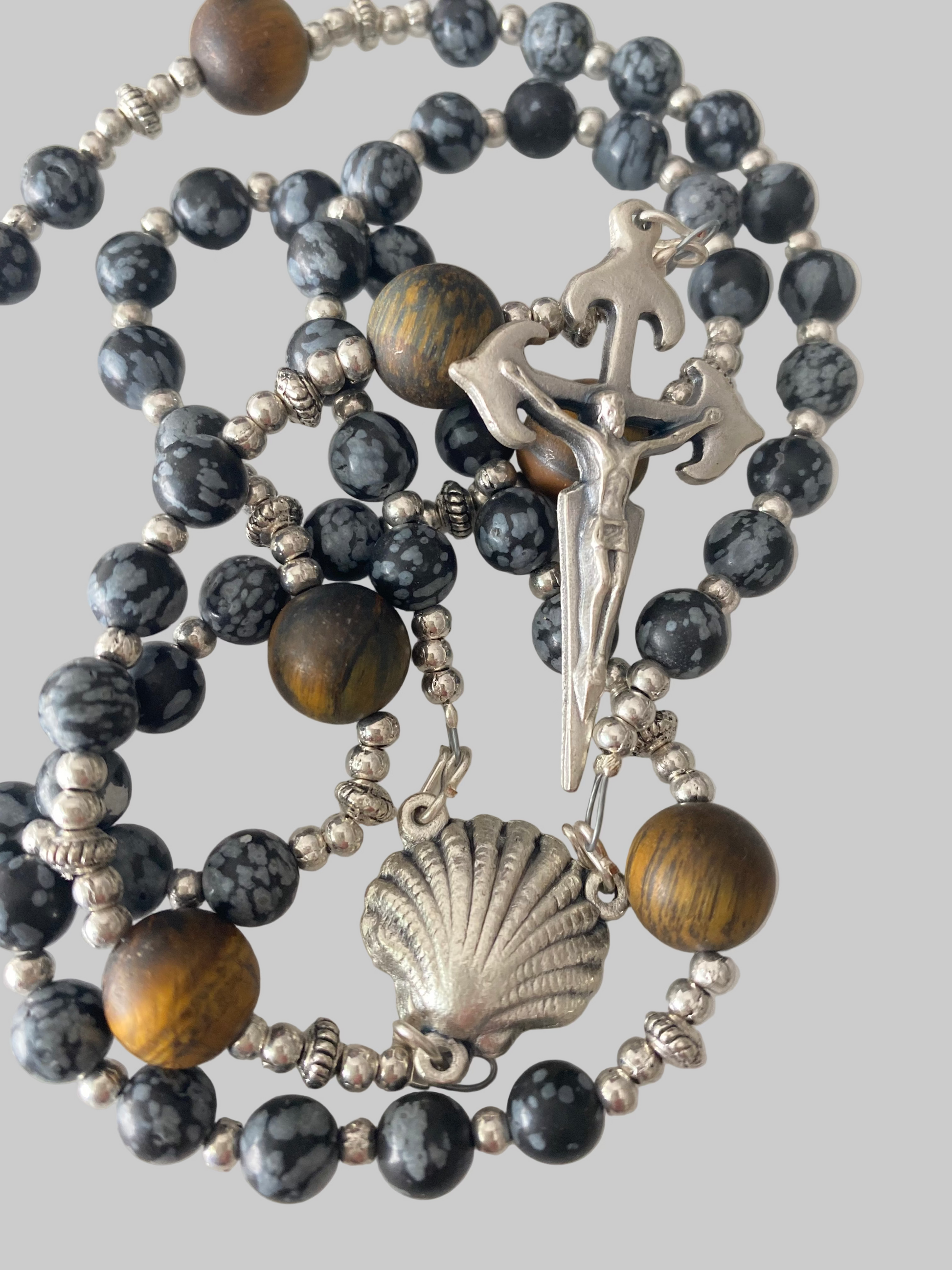 St. James Snowflake Jasper and Tigers Eye Rosary