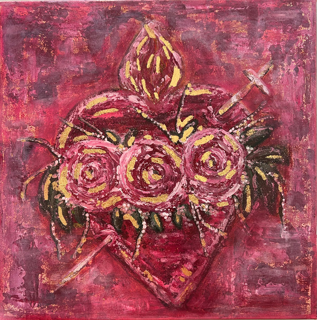 Immaculate Heart of Mary Original Art - "Where Virtue Blooms"