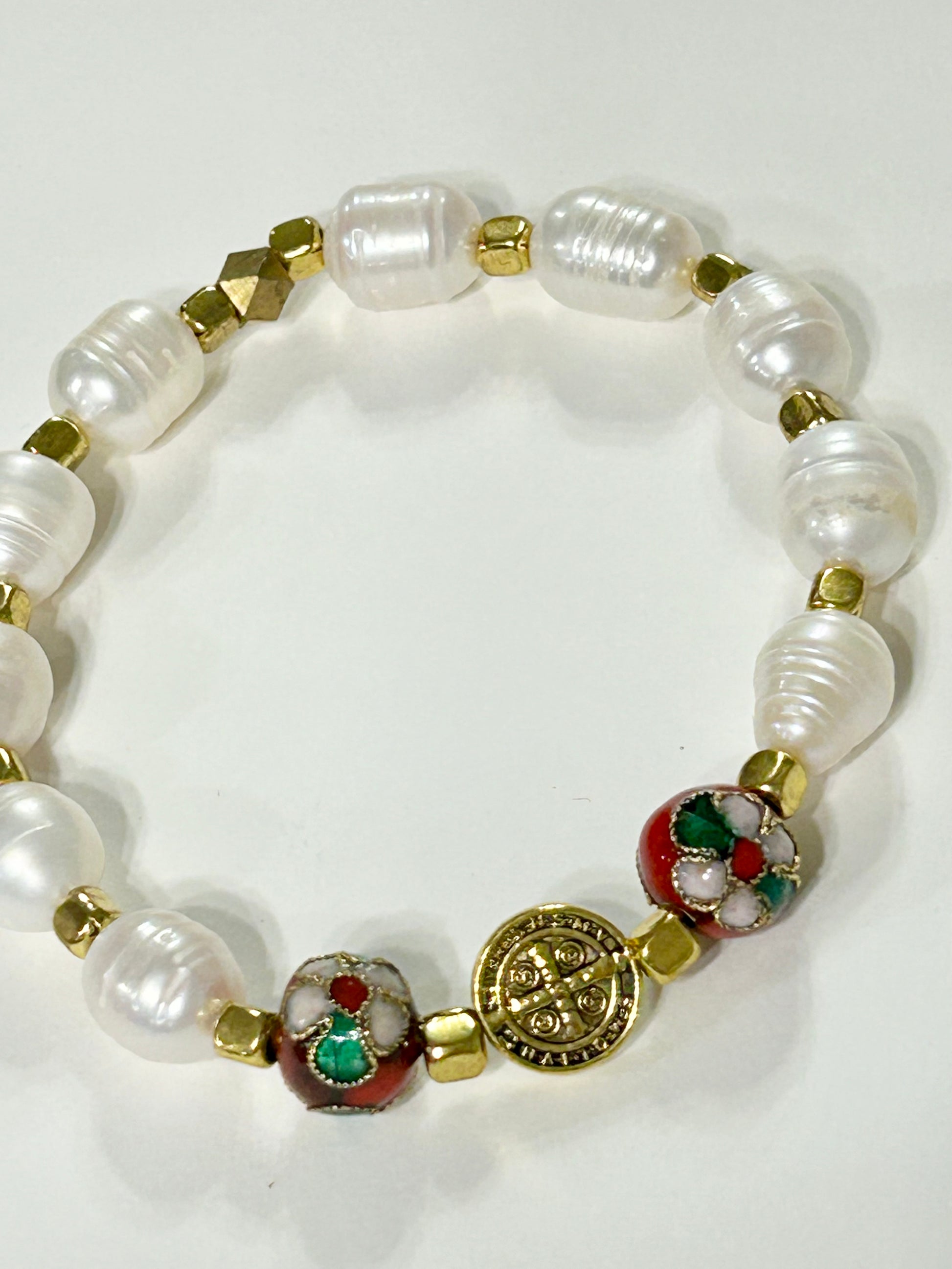 Red Cloisonne St. Benedict Rosary Bracelet
