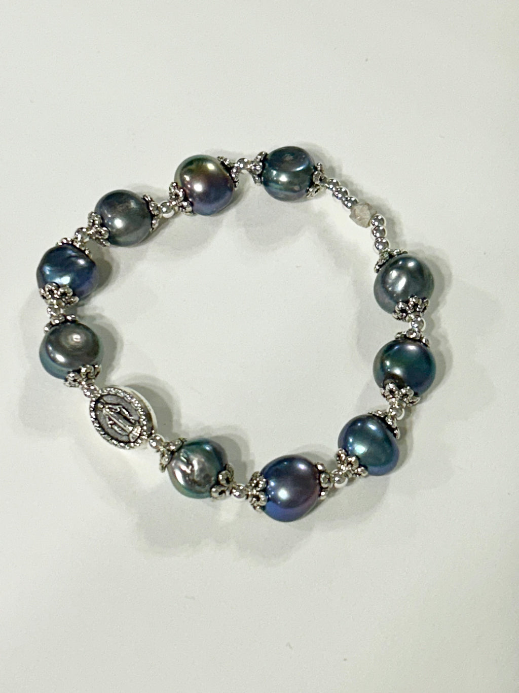 Peacock Freshwater Pearl Miraculous Rosary Bracelet