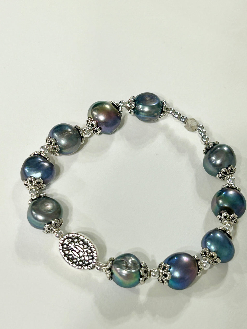 Peacock Freshwater Pearl Miraculous Rosary Bracelet