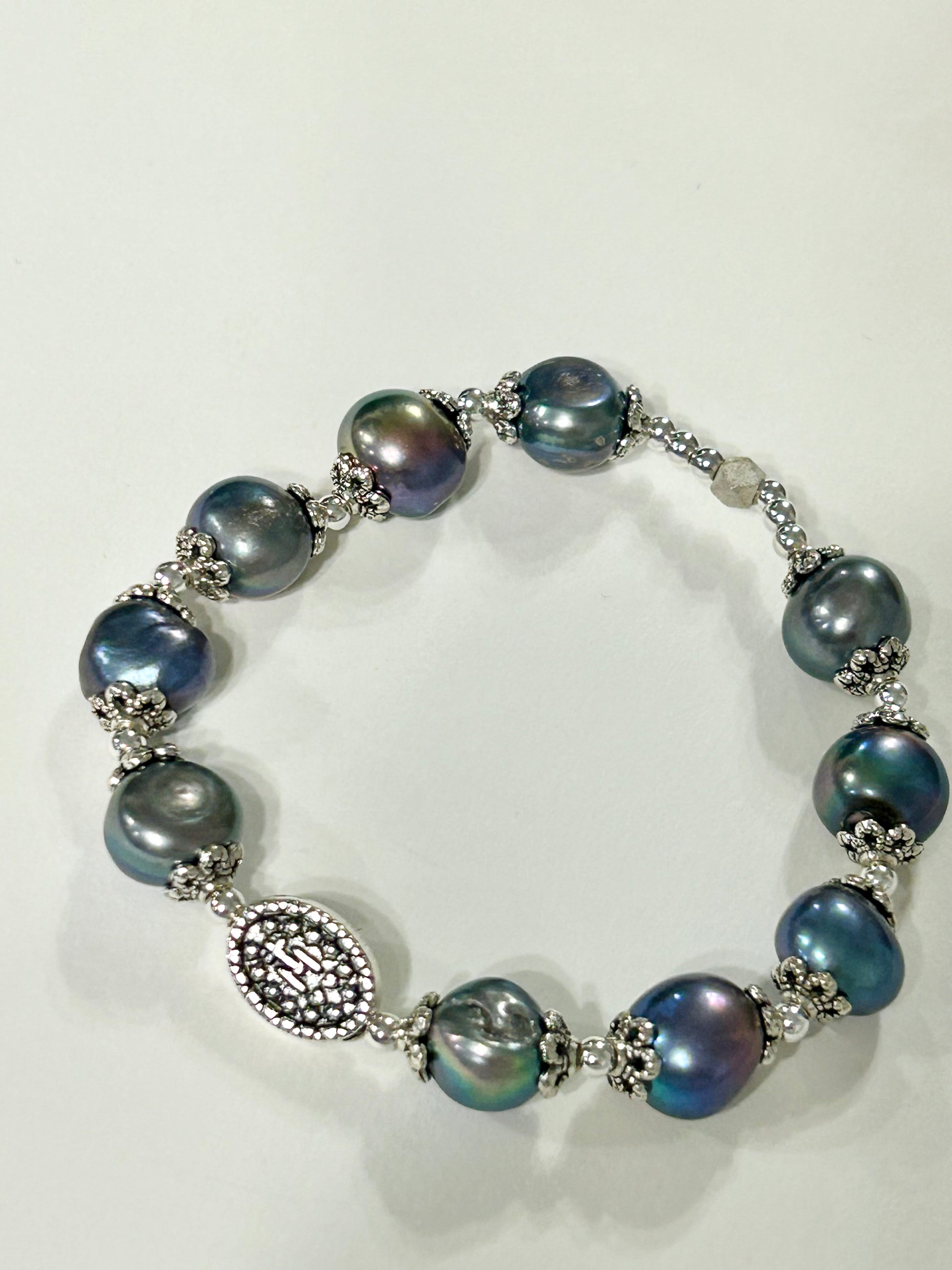 Peacock Freshwater Pearl Miraculous Rosary Bracelet