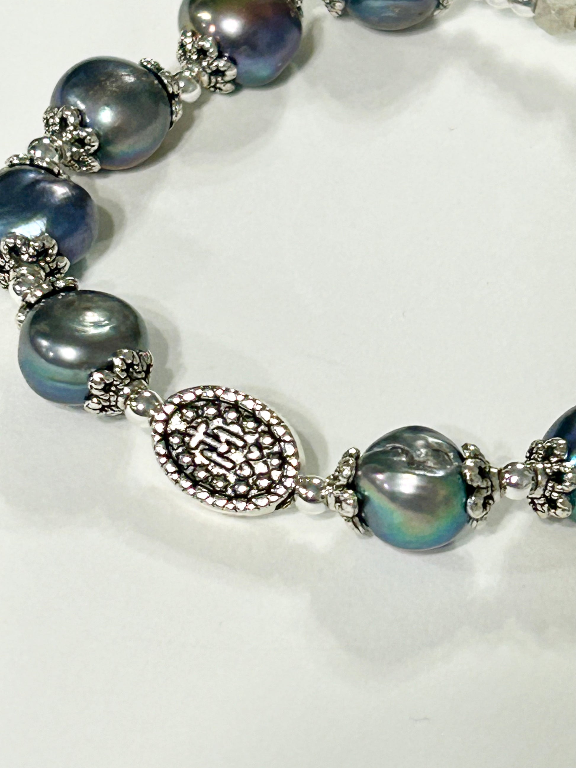 Peacock Freshwater Pearl Miraculous Rosary Bracelet