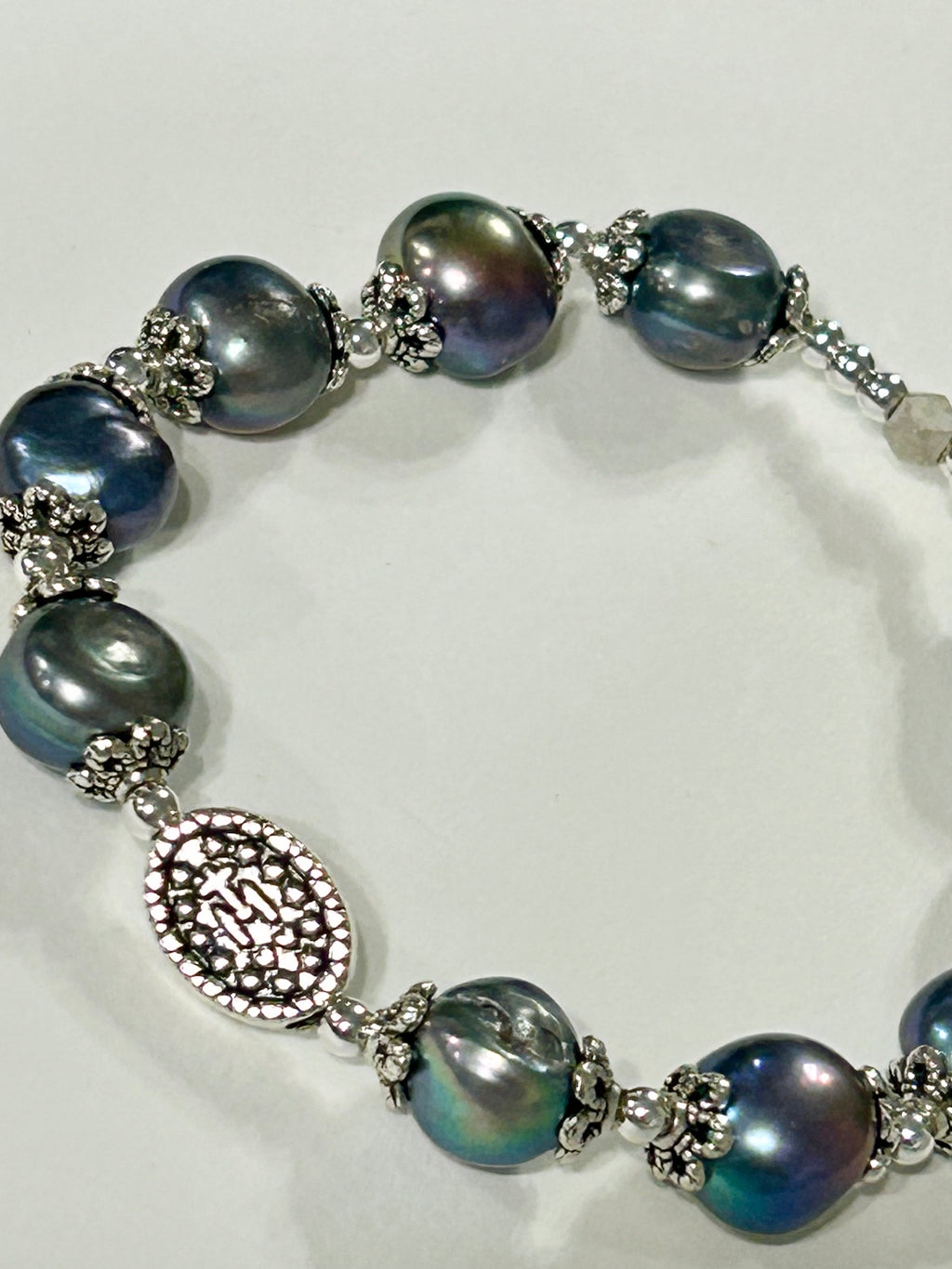 Peacock Freshwater Pearl Miraculous Rosary Bracelet