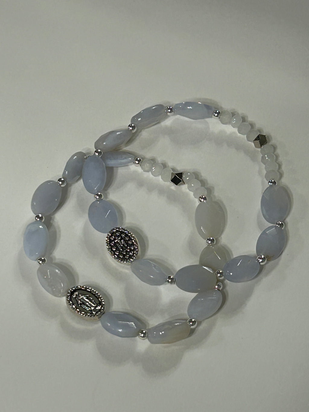 Angel Lace Agate Miraculous Rosary Bracelet