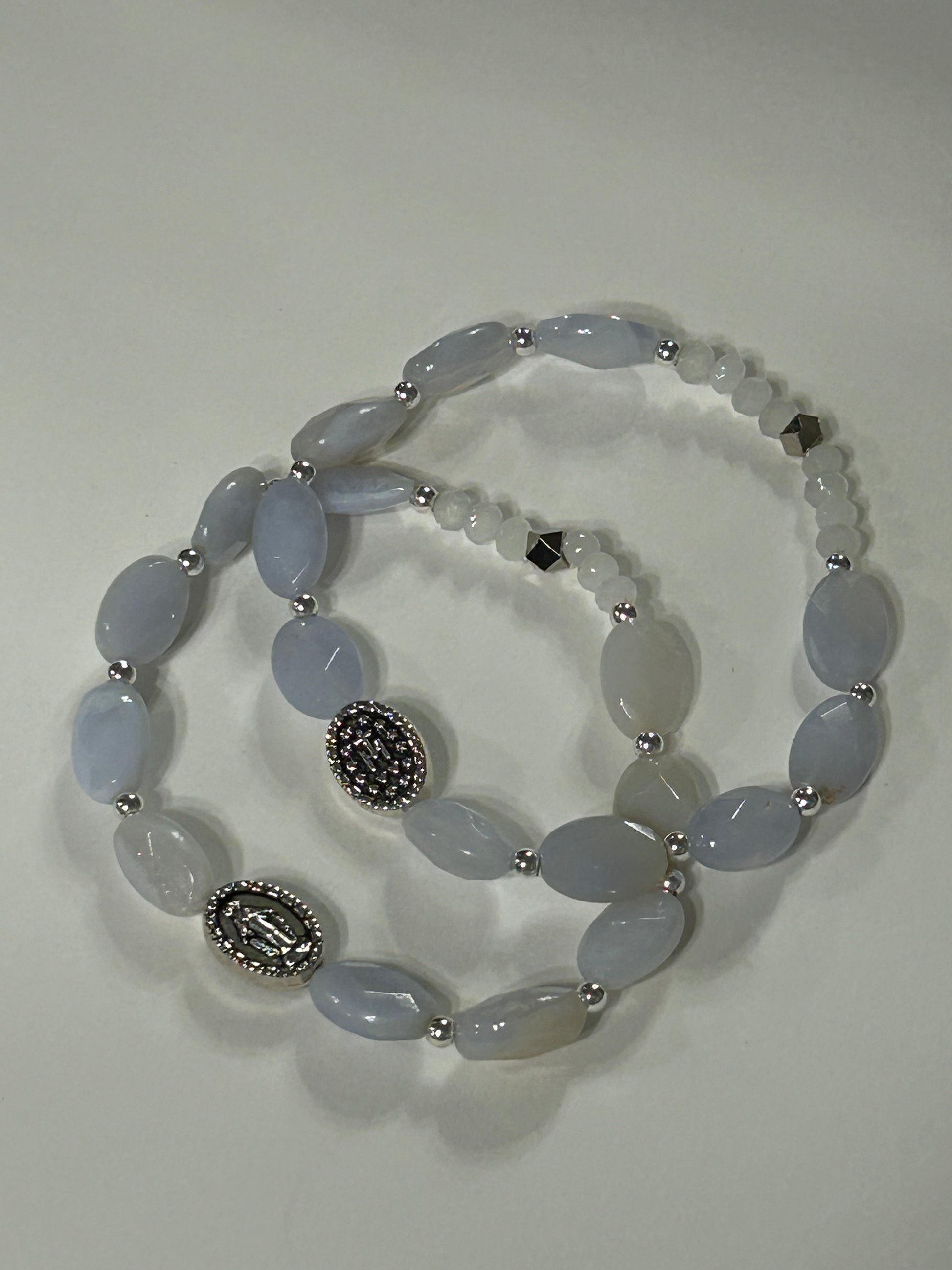Angel Lace Agate Miraculous Rosary Bracelet