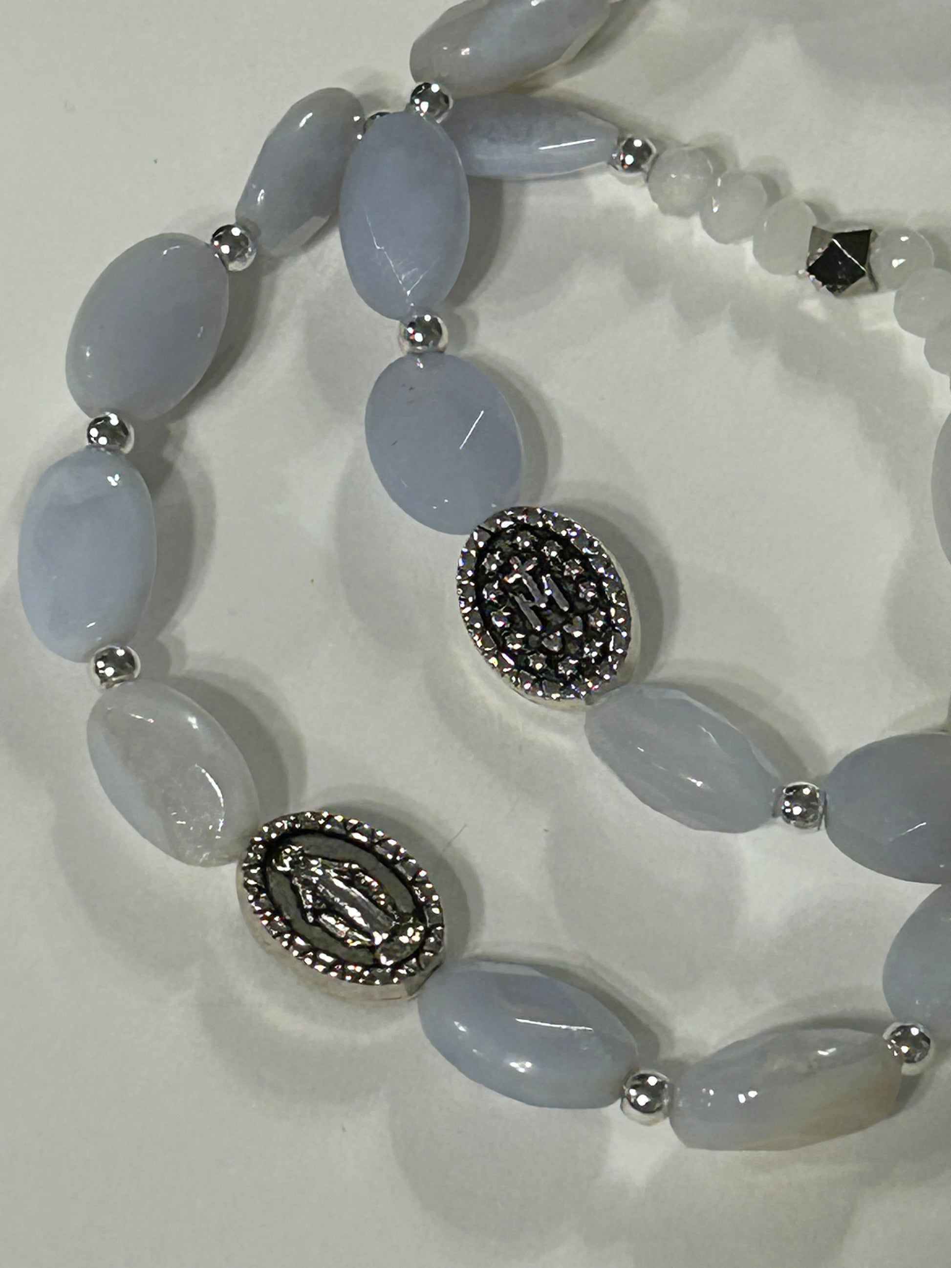 Angel Lace Agate Miraculous Rosary Bracelet
