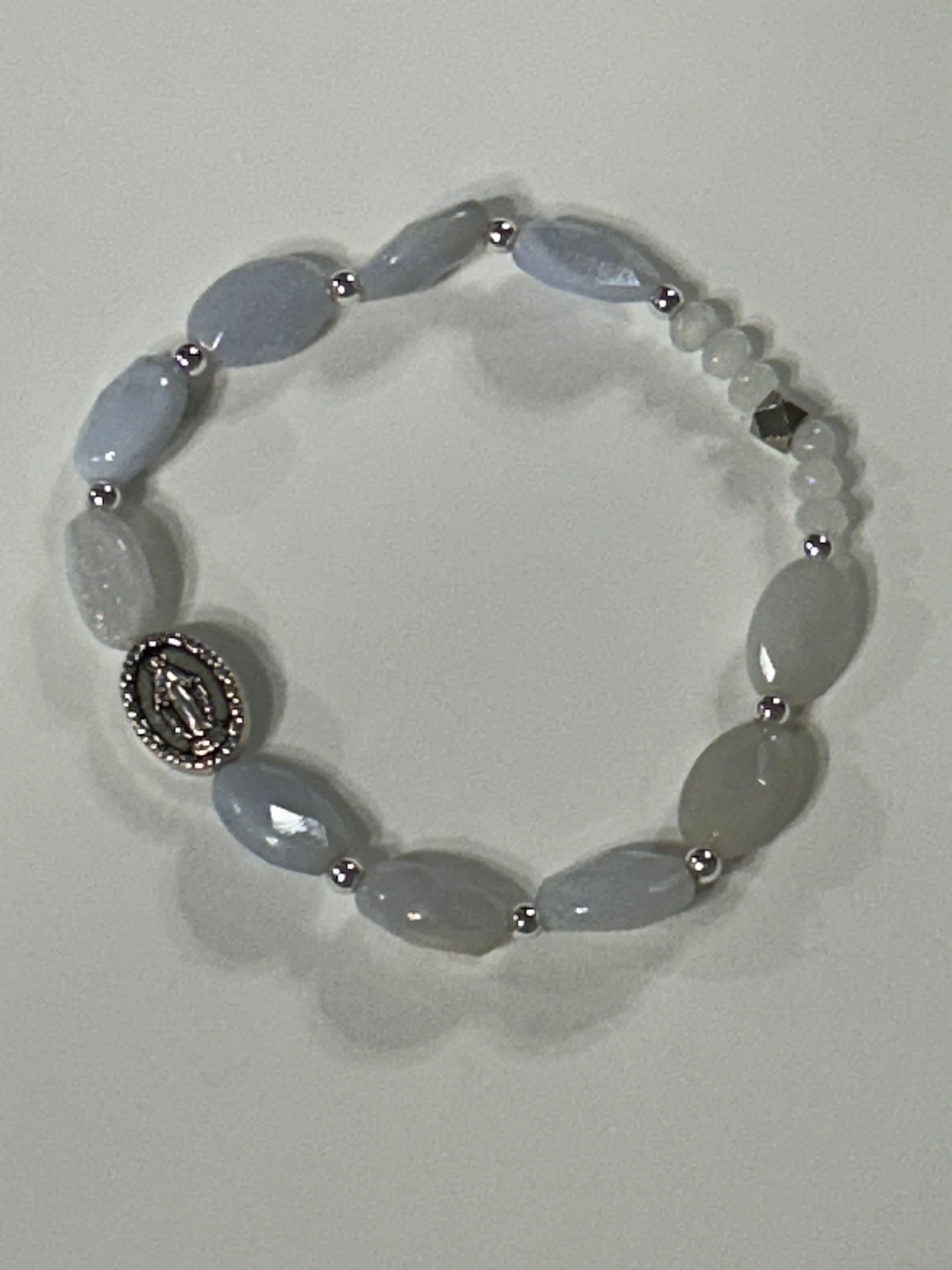 Angel Lace Agate Miraculous Rosary Bracelet