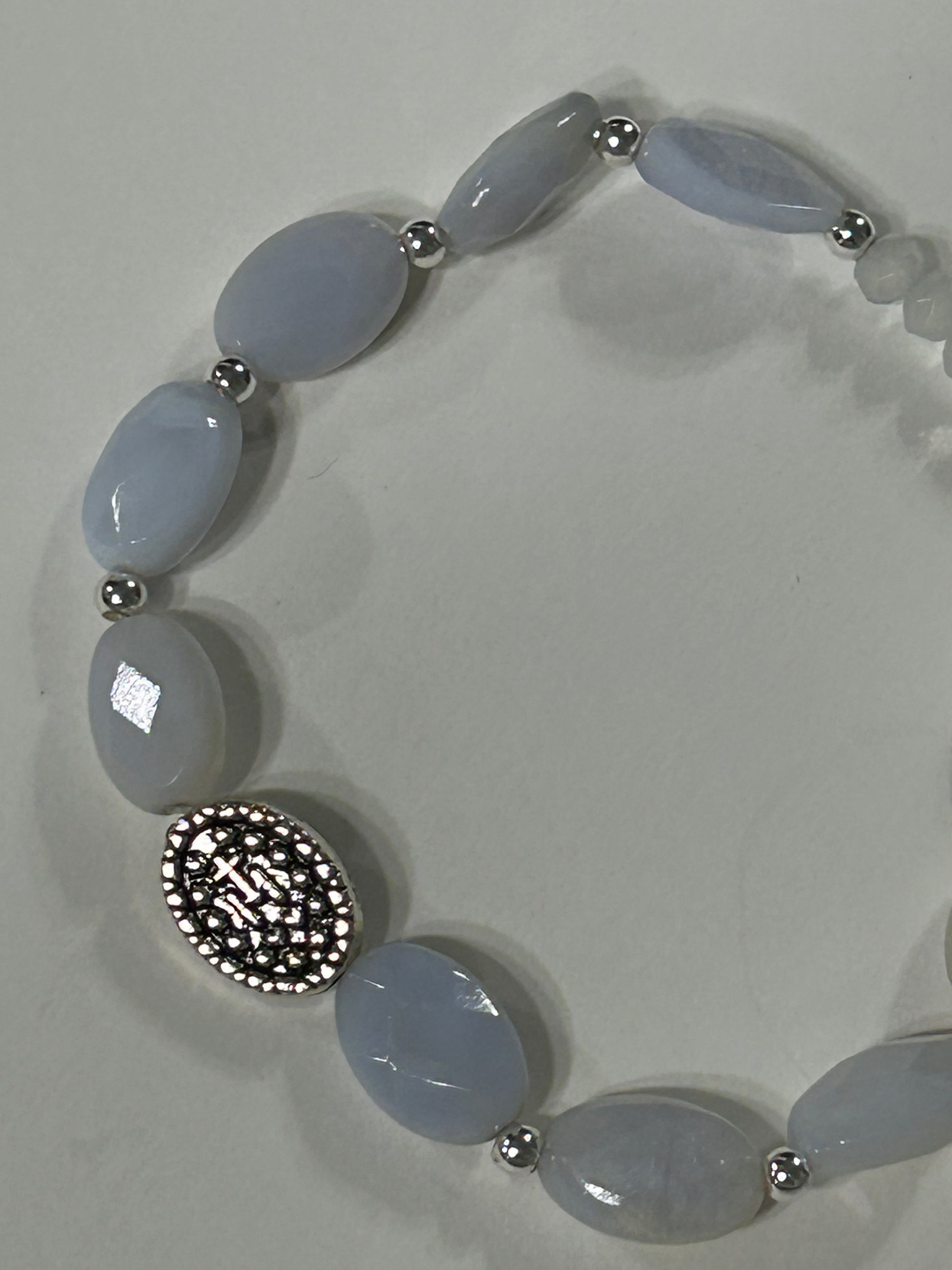 Angel Lace Agate Miraculous Rosary Bracelet