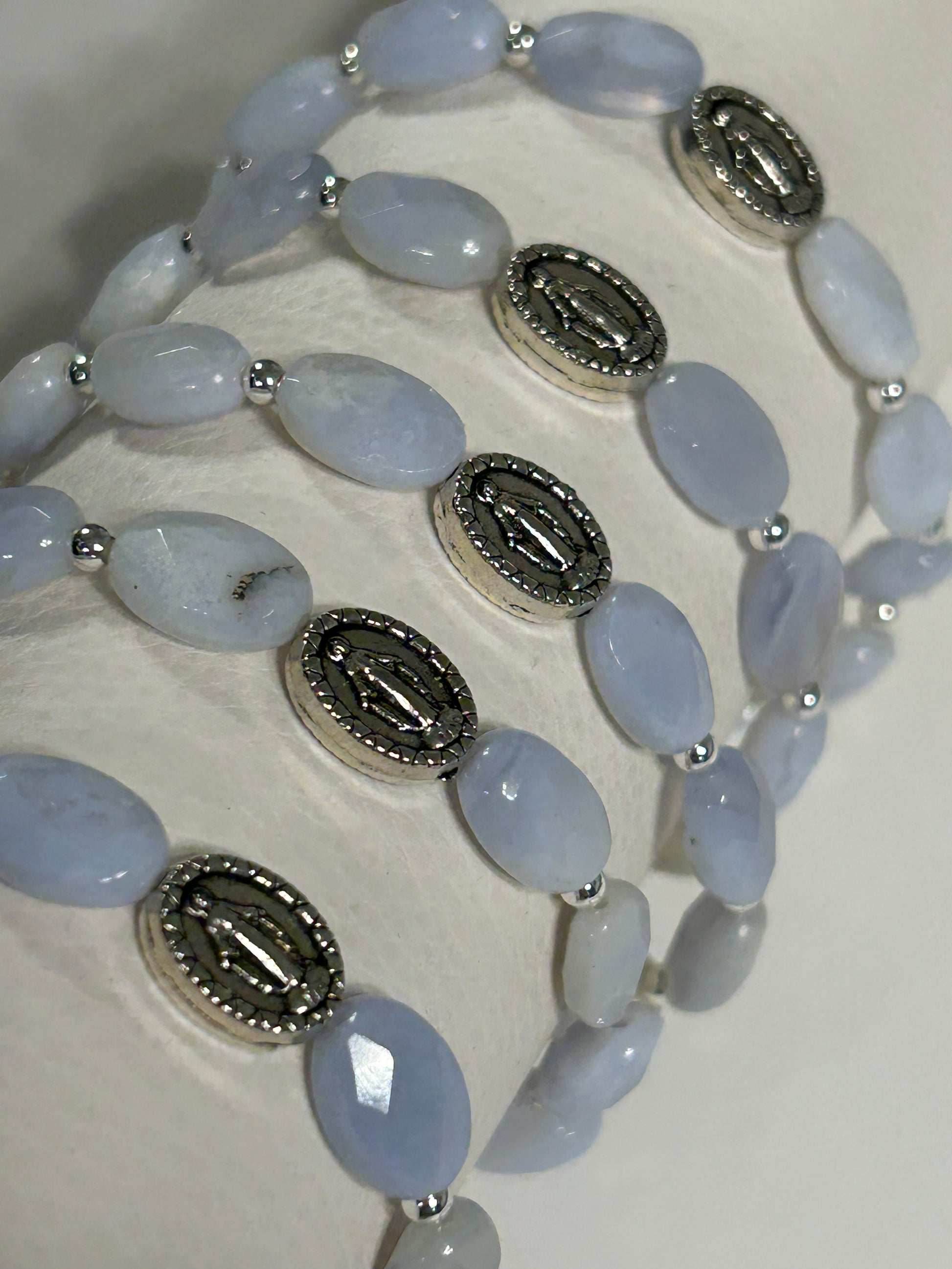 Angel Lace Agate Miraculous Rosary Bracelet