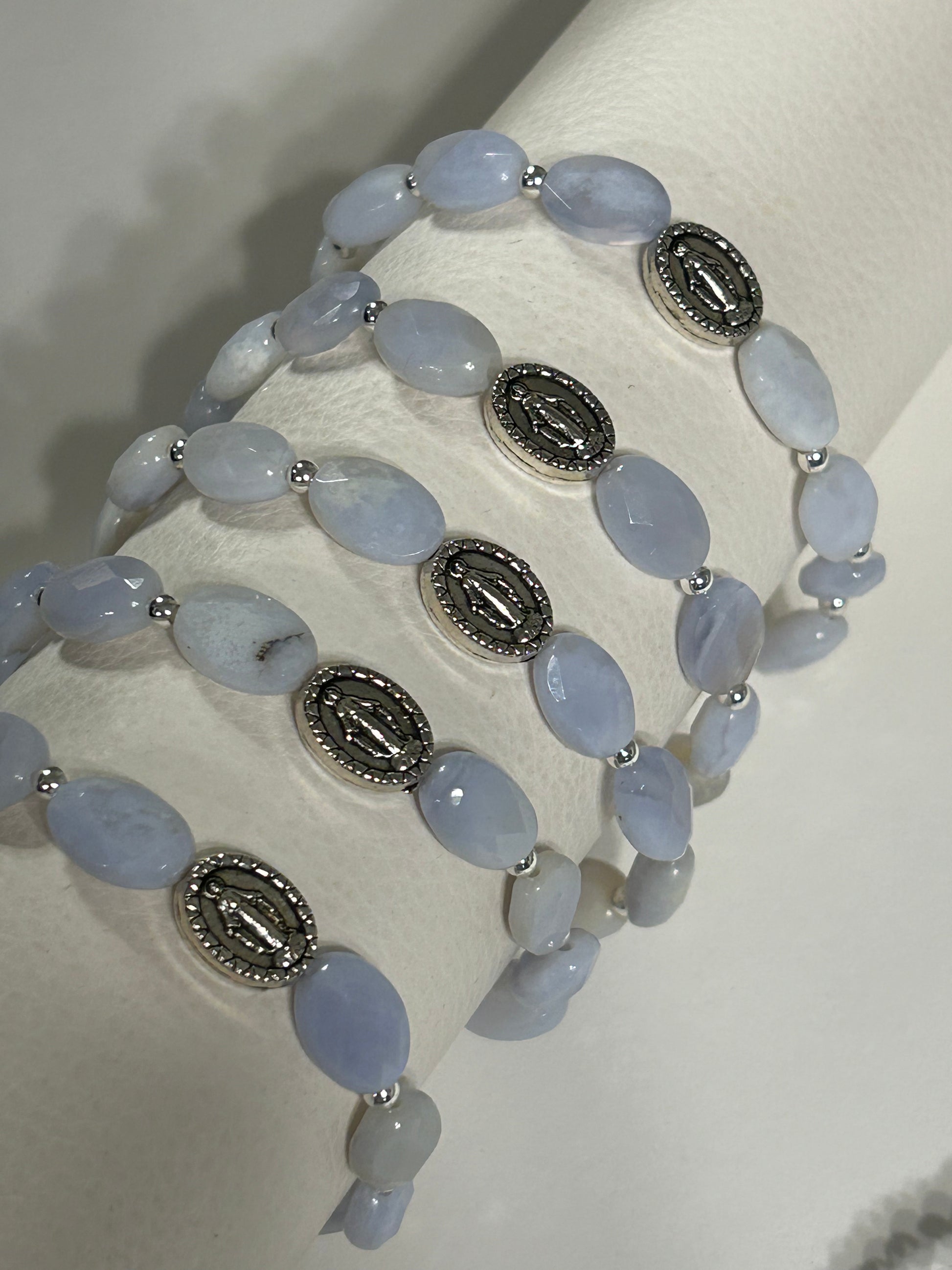 Angel Lace Agate Miraculous Rosary Bracelet