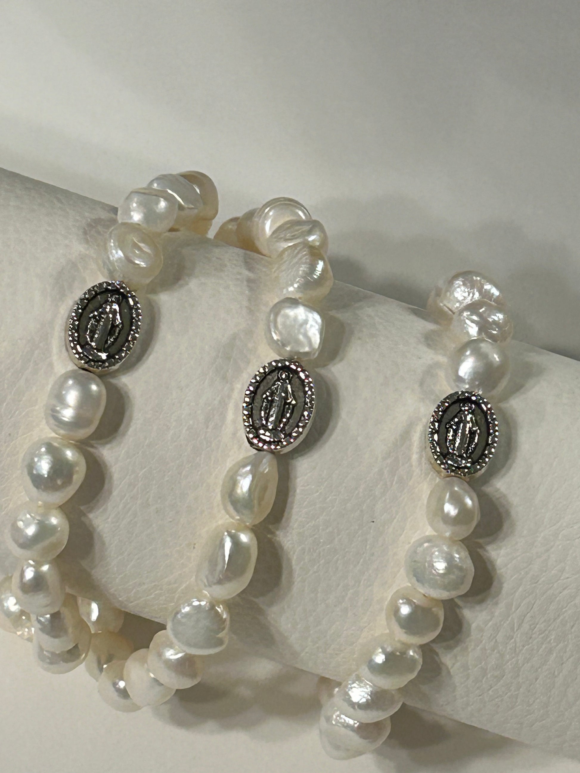 Freshwater Pearl Miraculous Mary Two Decade Rosary Bracelet