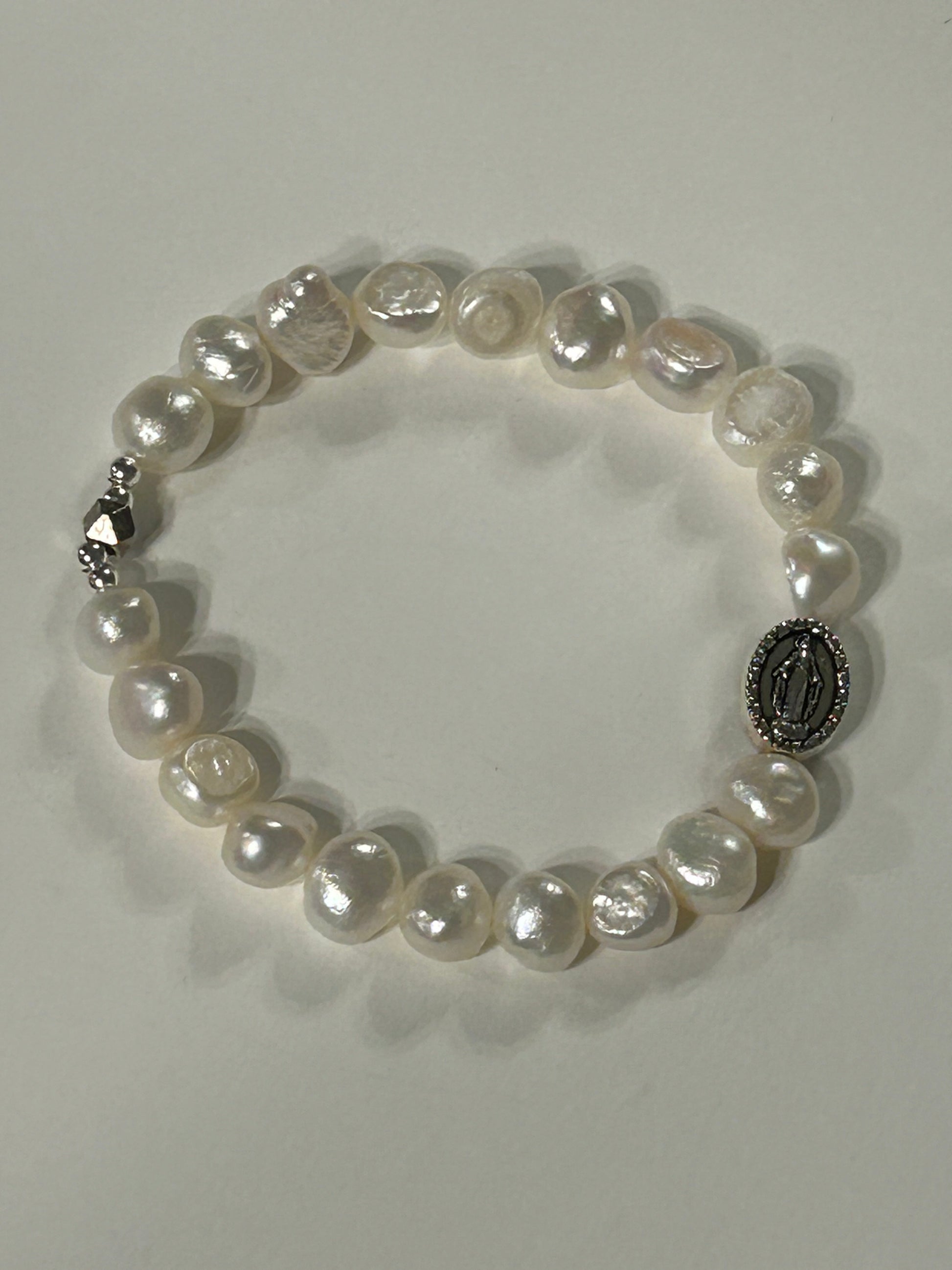Freshwater Pearl Miraculous Mary Two Decade Rosary Bracelet