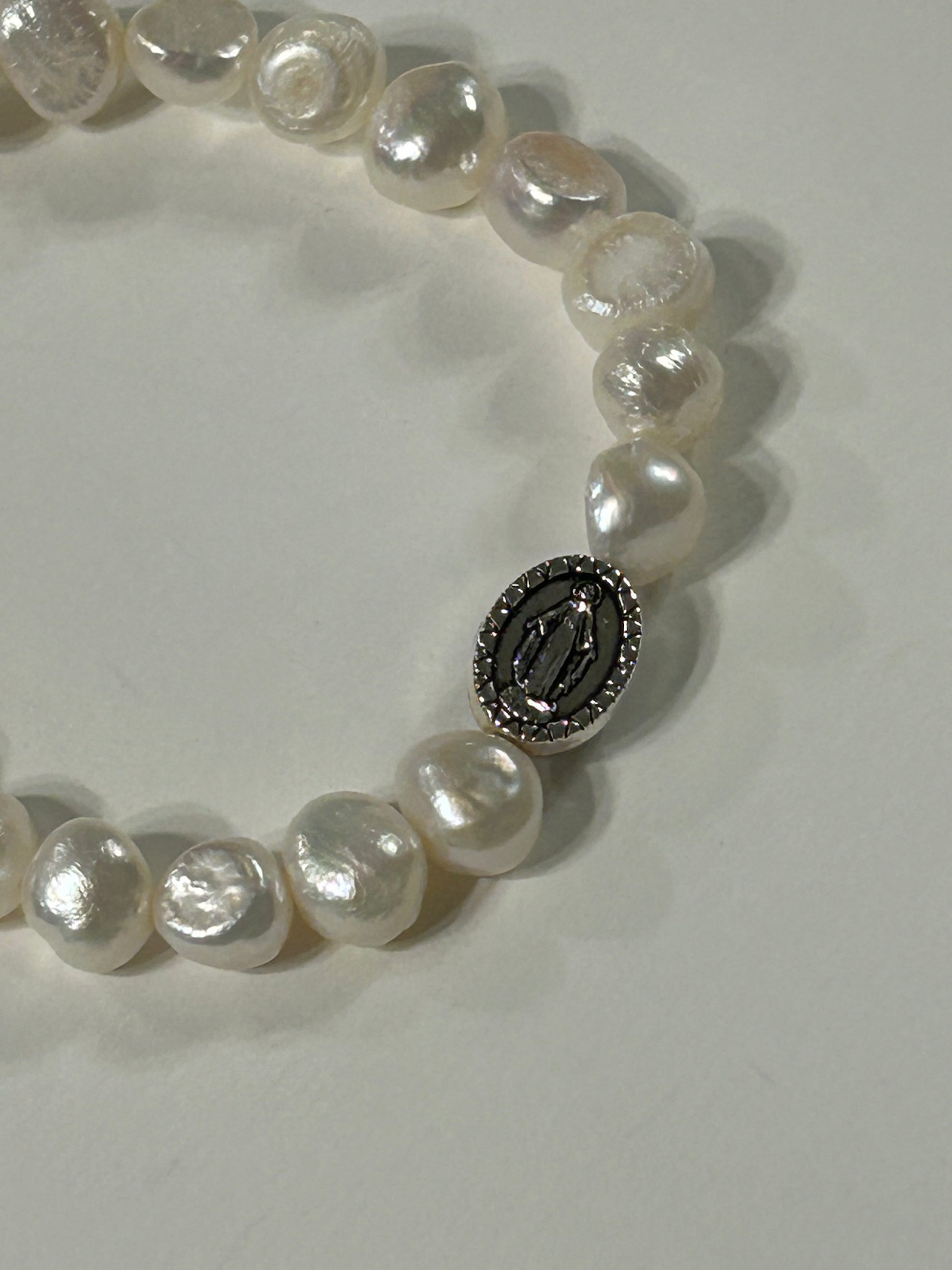 Freshwater Pearl Miraculous Mary Two Decade Rosary Bracelet