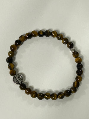Silver St. Benedict Tigers Eye Bracelet