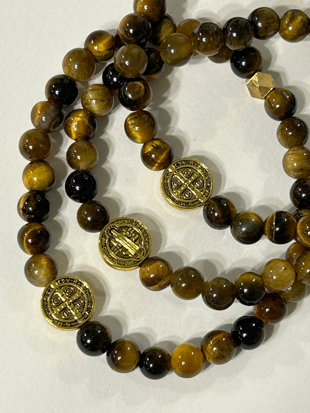 Gold St. Benedict Tigers Eye Bracelet