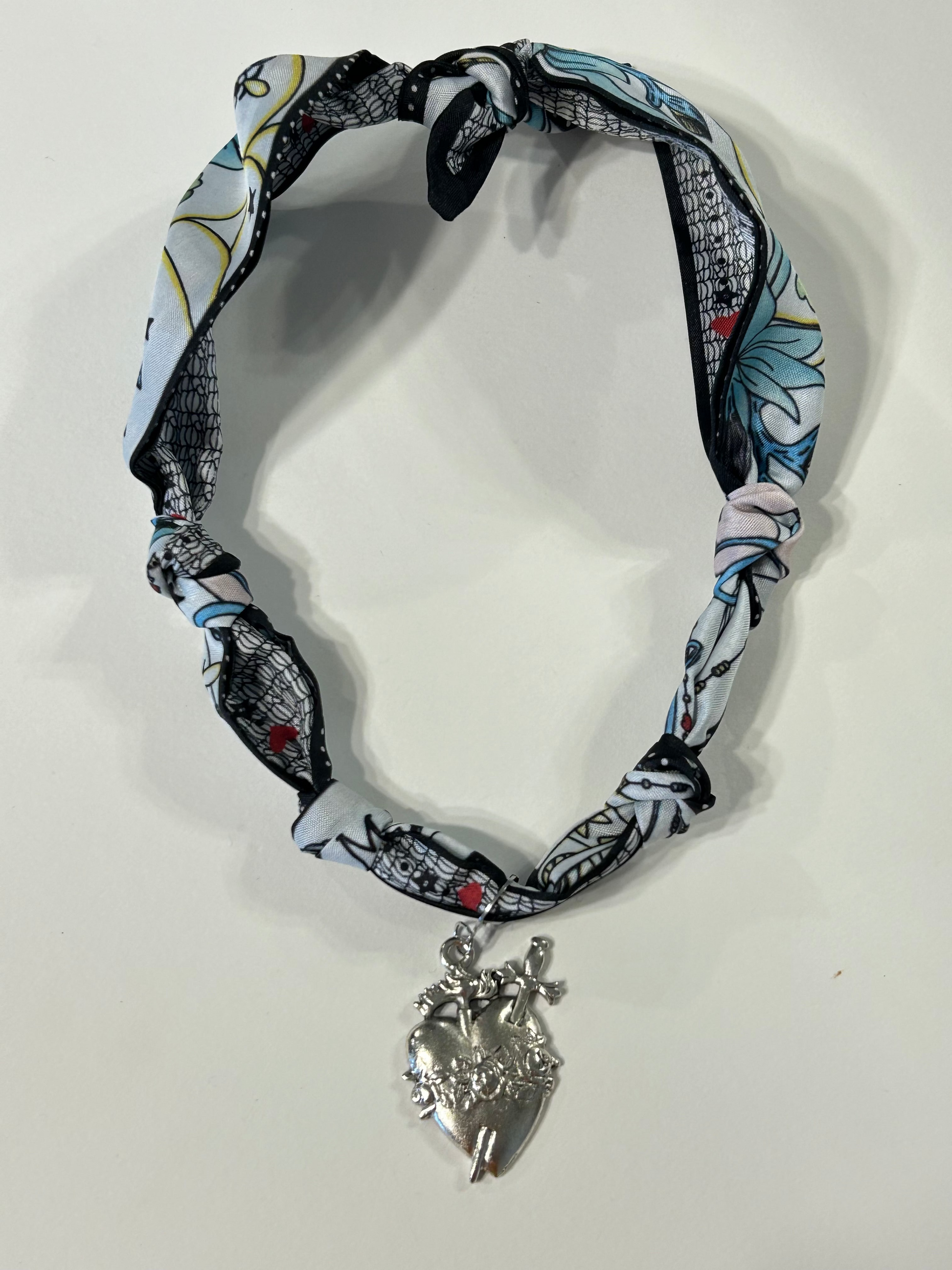 Silver Immaculate Heart Scarf Necklace
