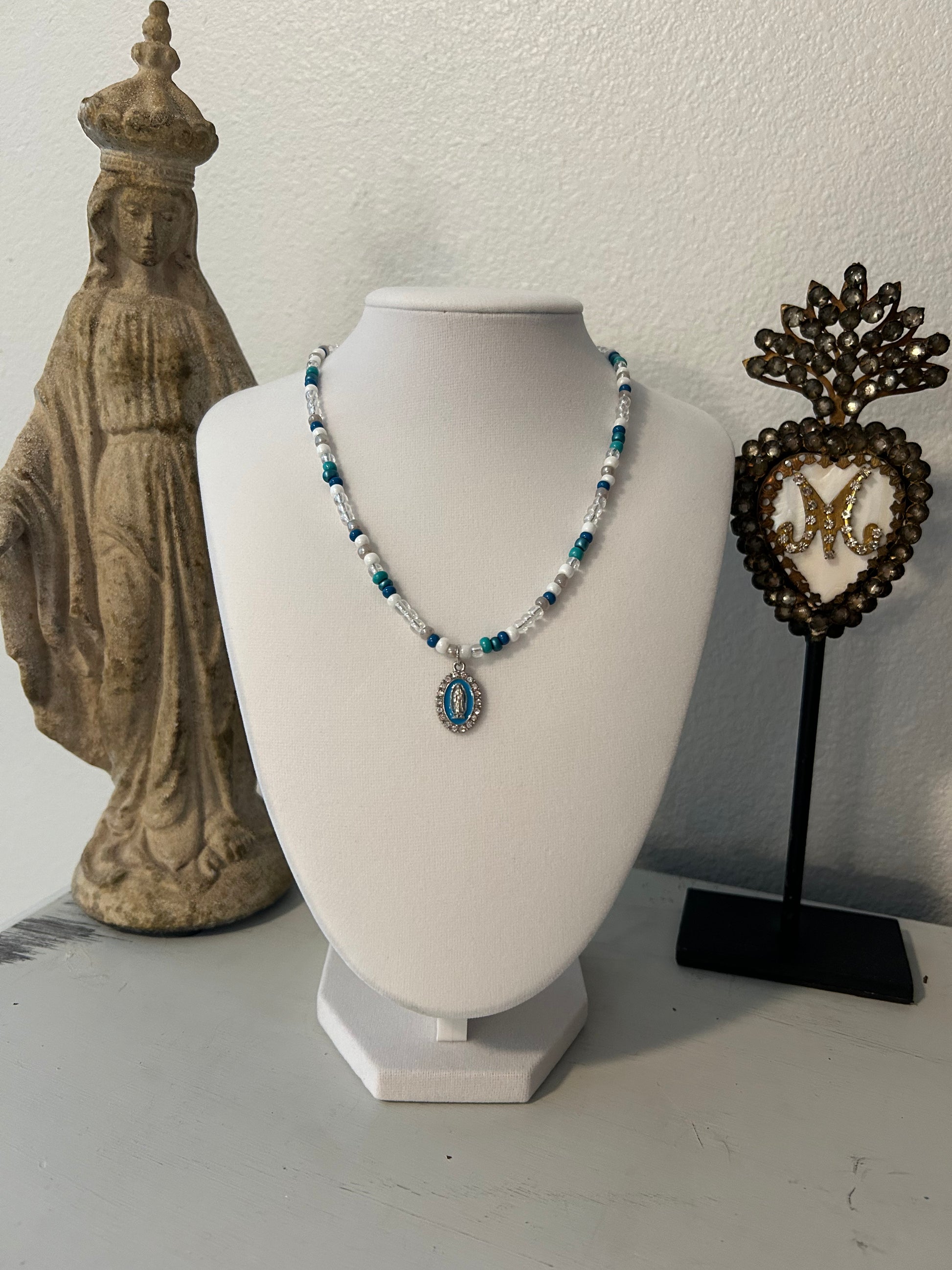 The Fiesta Collection - Our Lady Turquoise Seed Bead Necklace