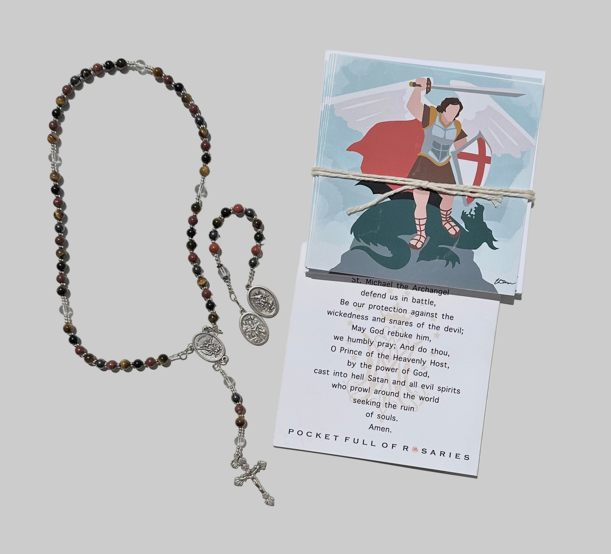 5 Decade Rosary - "The Defender" - St. Michael the Archangel Rosary (Available in 6mm or 8mm beads)