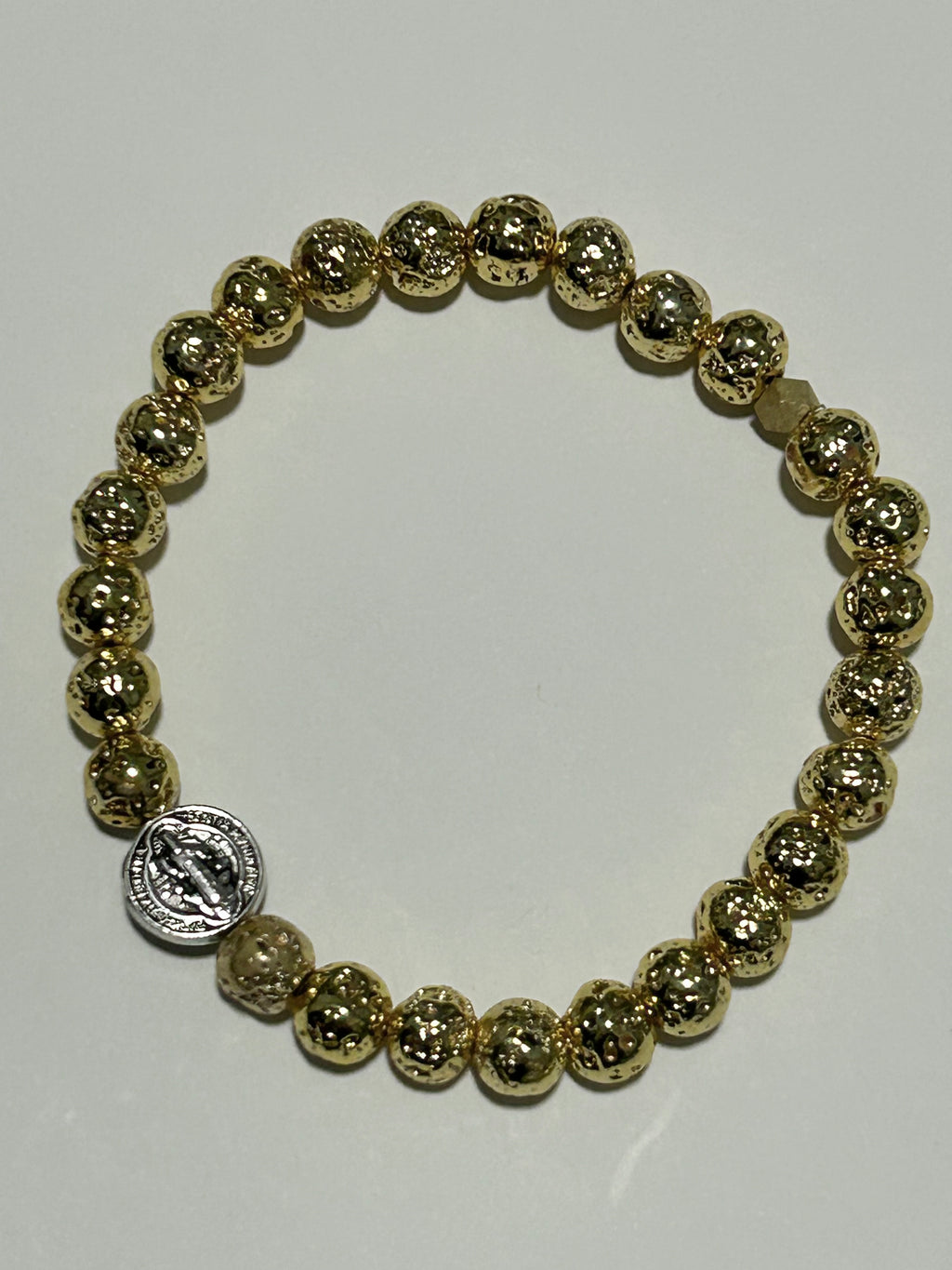 Gold Lava Bead St. Benedict Bracelet