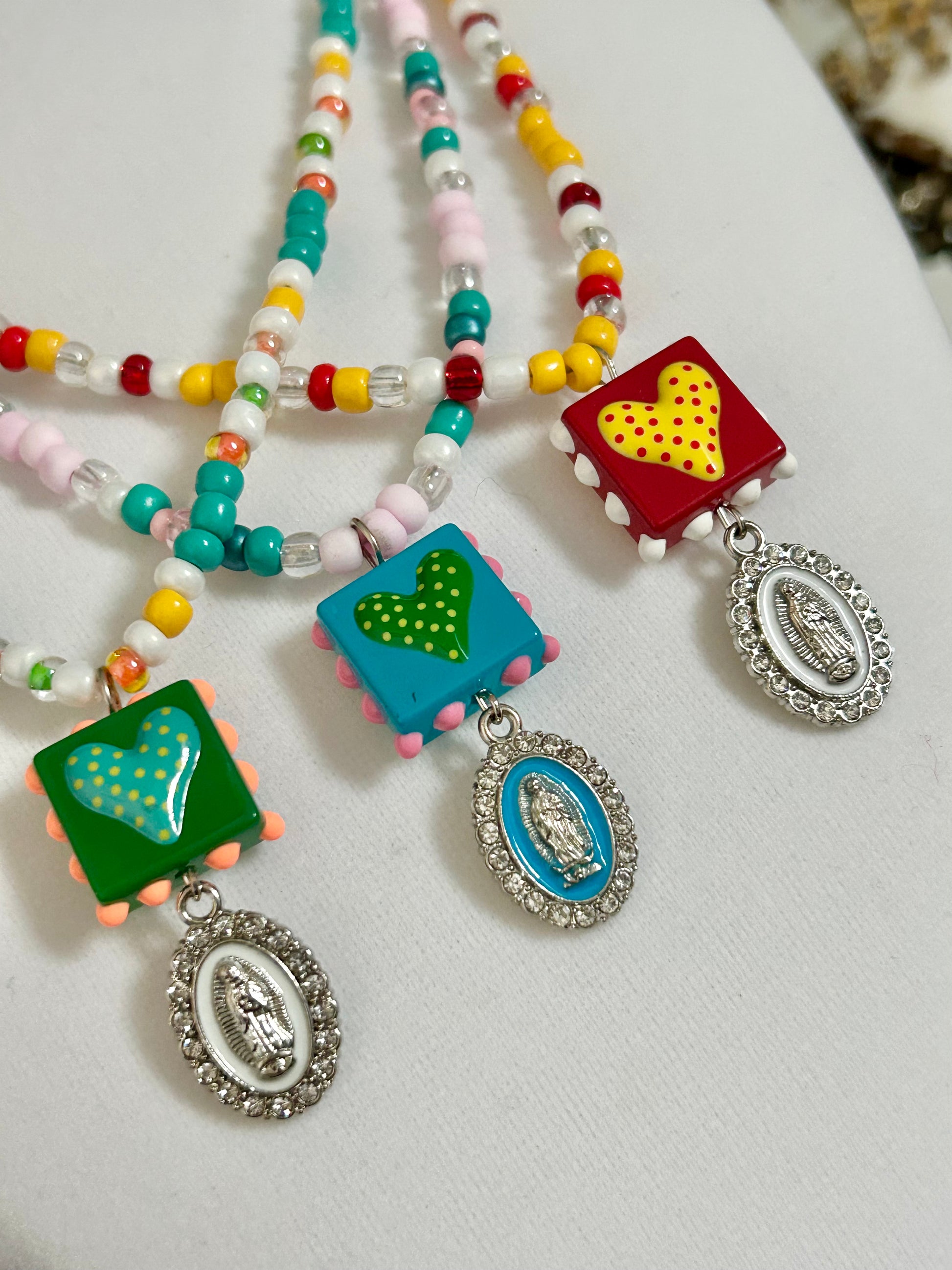 The Fiesta Collection- White, Green, Orange and Orange Seed Beads and White Rhinestone