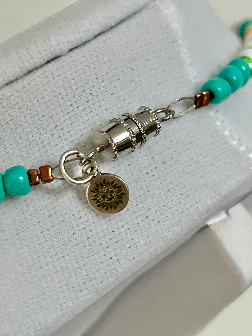 The Fiesta Collection- White, Green, Orange and Orange Seed Beads and White Rhinestone