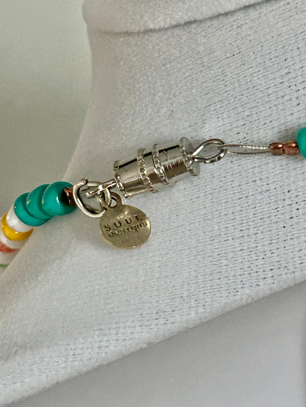 The Fiesta Collection- White, Green, Orange and Orange Seed Beads and White Rhinestone