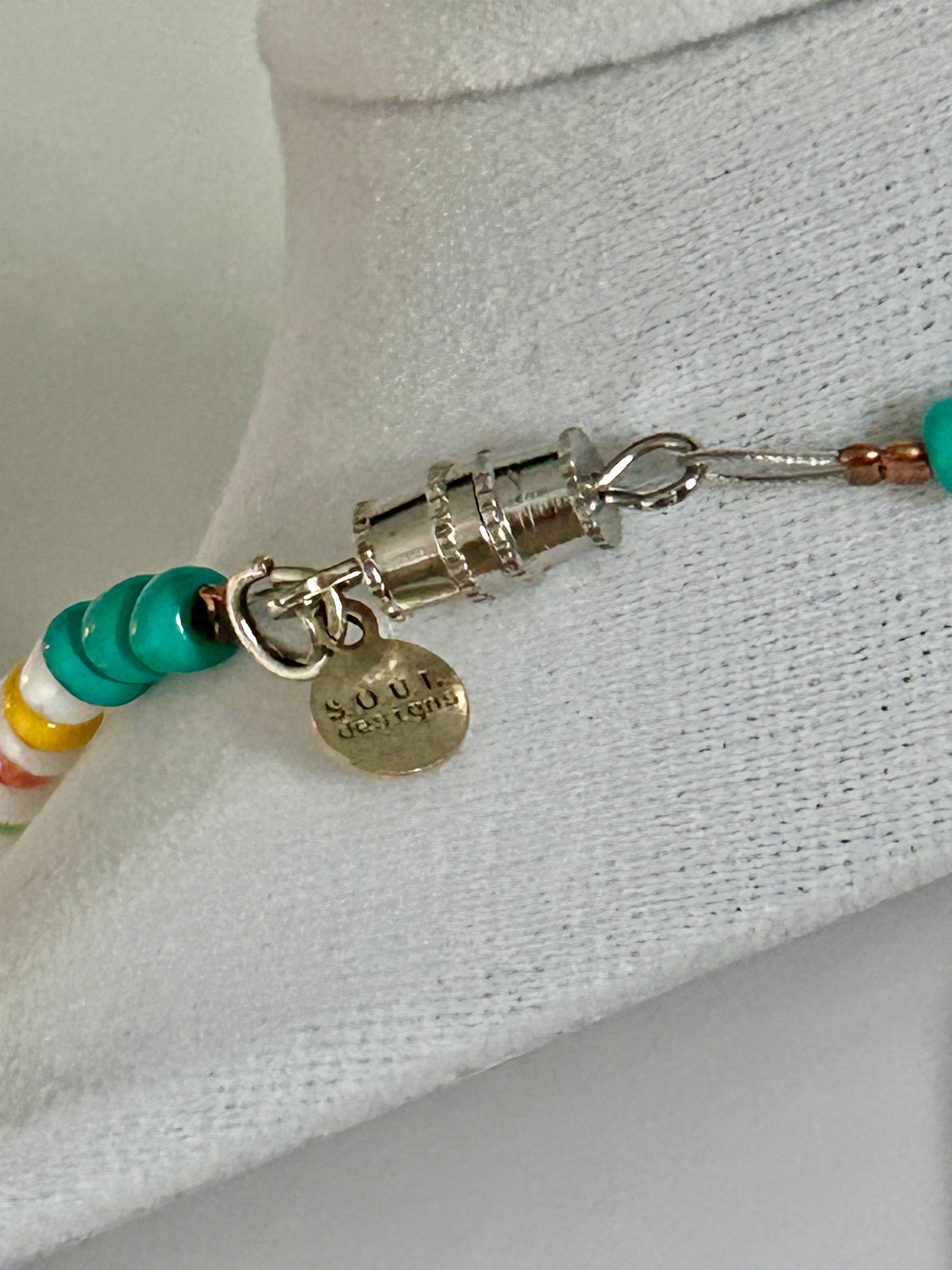 The Fiesta Collection- White, Green, Orange and Orange Seed Beads and White Rhinestone