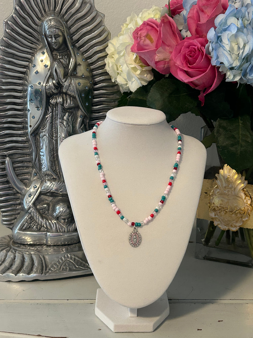 The Fiesta Collection - Our Lady Pink Seed Bead Necklace