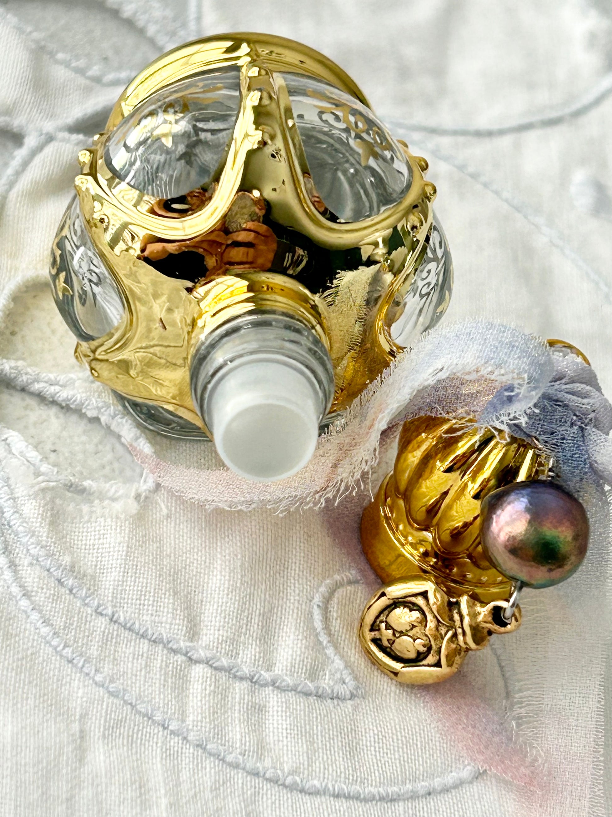 Vessel of the Kingdom - Holy Water & Blessed Oil Vessel- Peacock Pearl