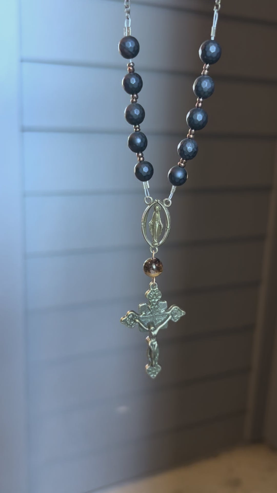 Black Onyx and Tigers Eye Vehicle Rosary